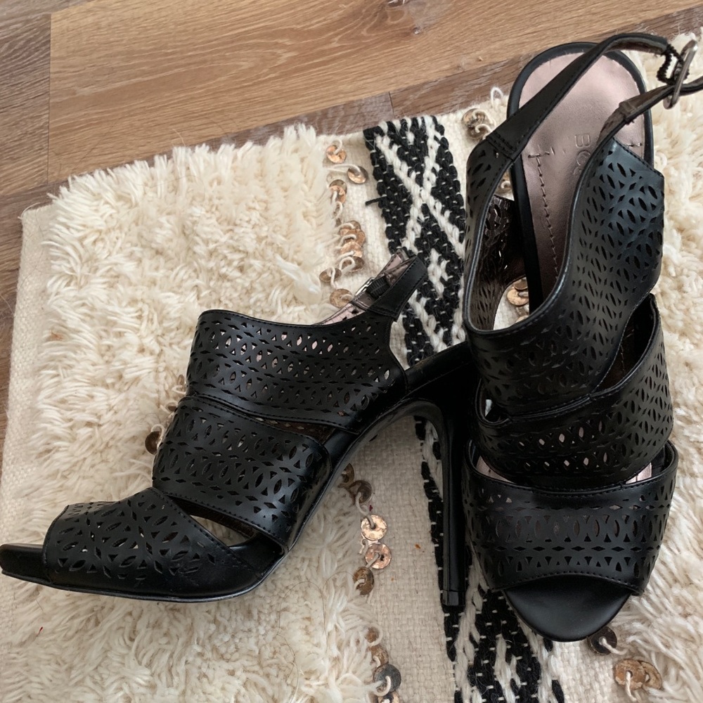 BCBG brand new black caged heels